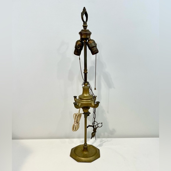 Italian Brass Lucerne Oil Lamp, Electrified Lamp Light - Picture 1 of 9